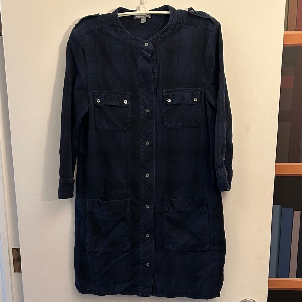 James Perse Navy Button-Front Long Tunic Jacket